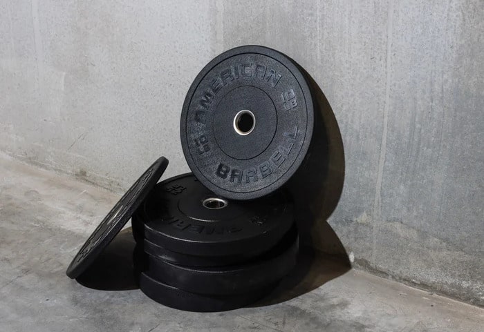 American Barbell Textured Sport Bumper Plate Sets-Blemished stock