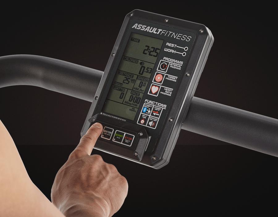 LCD Console used with the Assault AirRunner Treadmill. This is an excellent version of the motorless treadmill. It can burn up to 30% more calories compared to a traditional motorized treadmill.