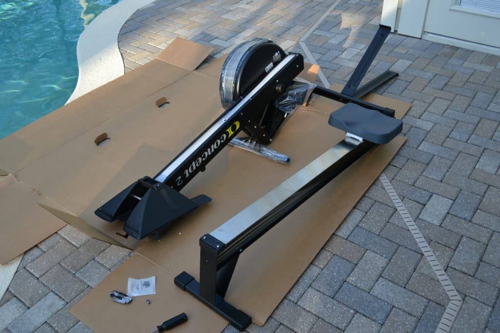 The 3 major components of the Concept 2 Model D Rower.