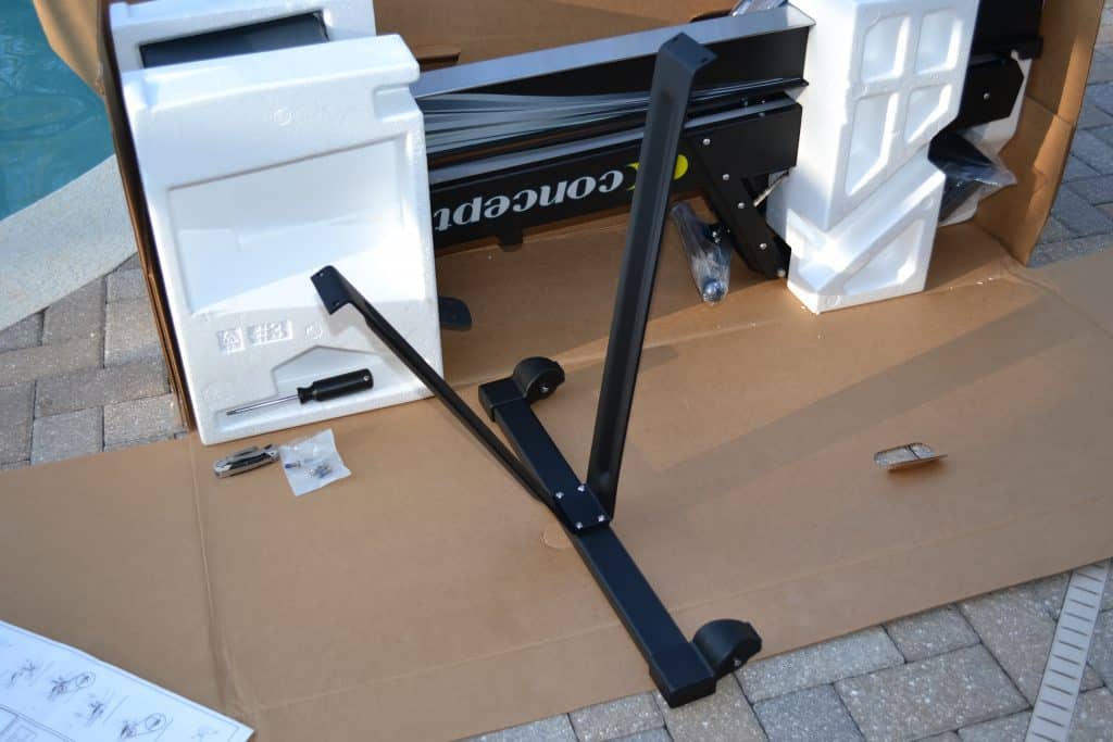 Support Leg of the Concept 2 Model D Indoor Rower - fully assembled and ready to be attached to the underside of the rower.