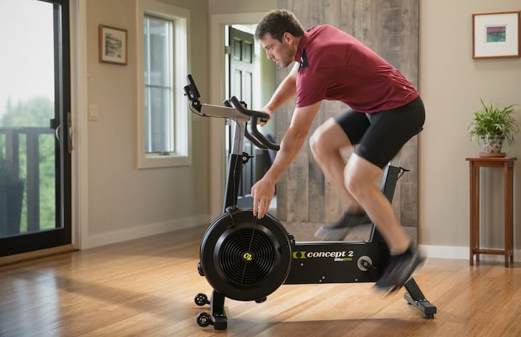 Concept2 BikeErg side view with user