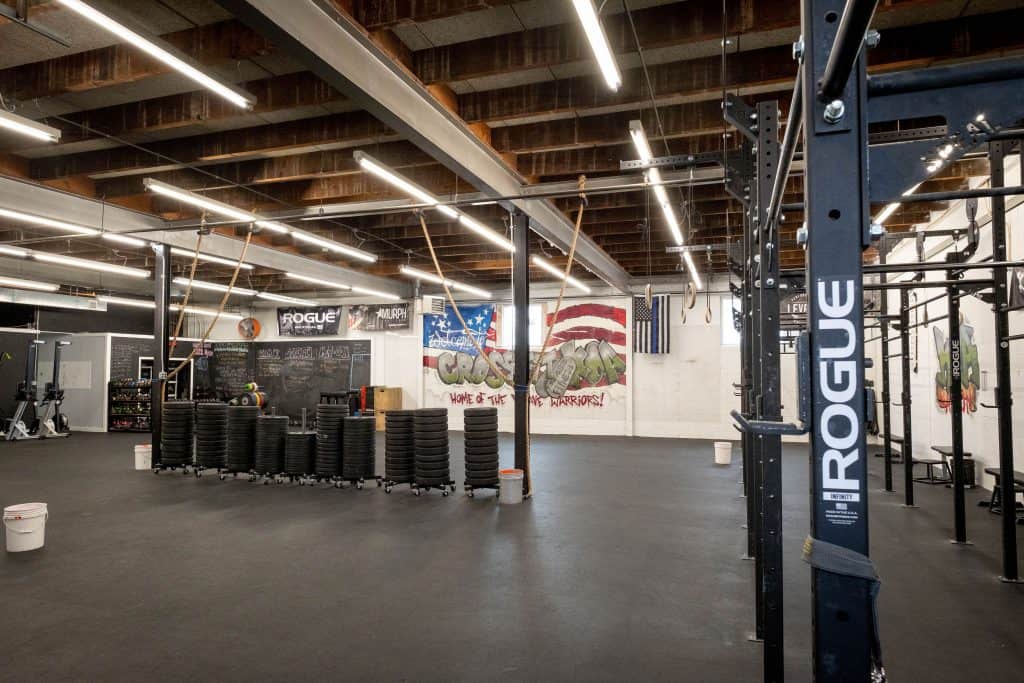 Rigs and bumper plates at CrossFit KOA in Mountainside, NJ