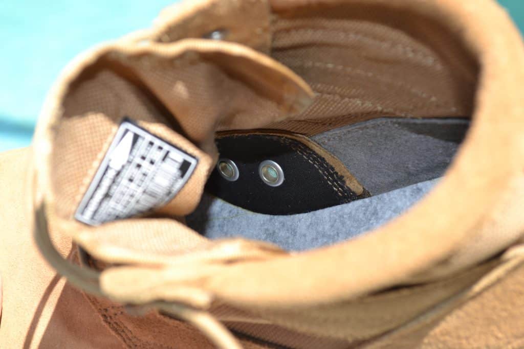 Heel counter is lined with suede in the GORUCK MACV-1 boot