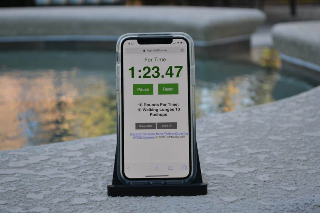 The Fit At Midlife Home and Travel WOD Generator works great on iPads, iPhones, and other devices like Android. Combine with an iPad and a simple tablet stand and you have a low-cost, effective, portal timing solution for fitness and exercise - anywhere!