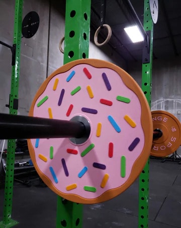 Fringe Sport 10lb Donut Bumper Plate racked 2