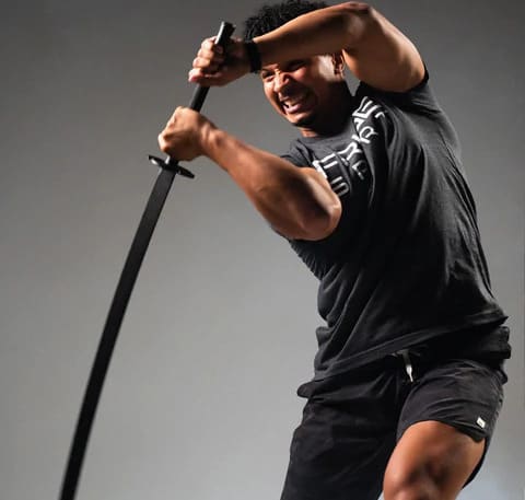 Fringe Sport Fitness Swords - Katana, Omens, Power with an athlete 3