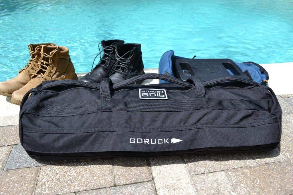 GORUCK sandbag review - GORUCK Sandbag in 60 lbs size with Bullet ruck and MACV-1 boots