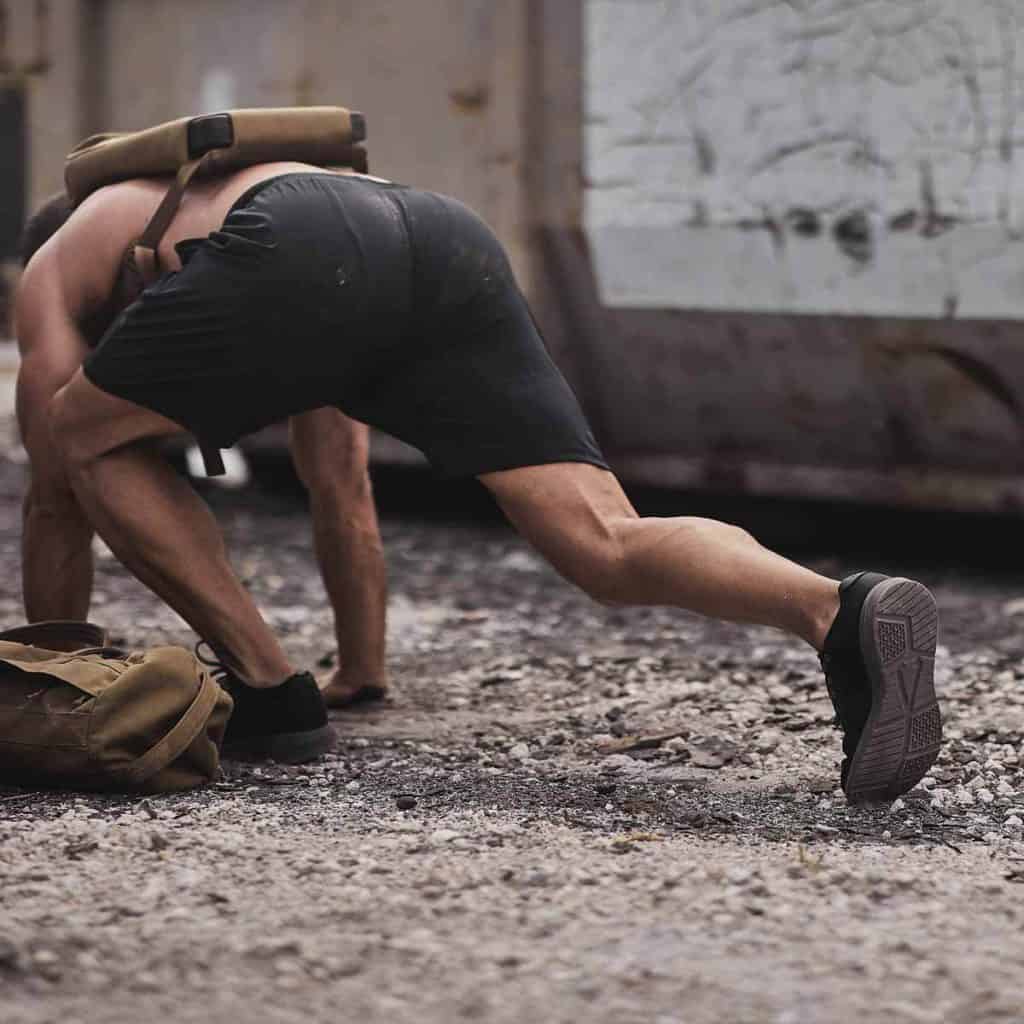 GORUCK Ballistic Trainer charcoal worn by an athlete 4