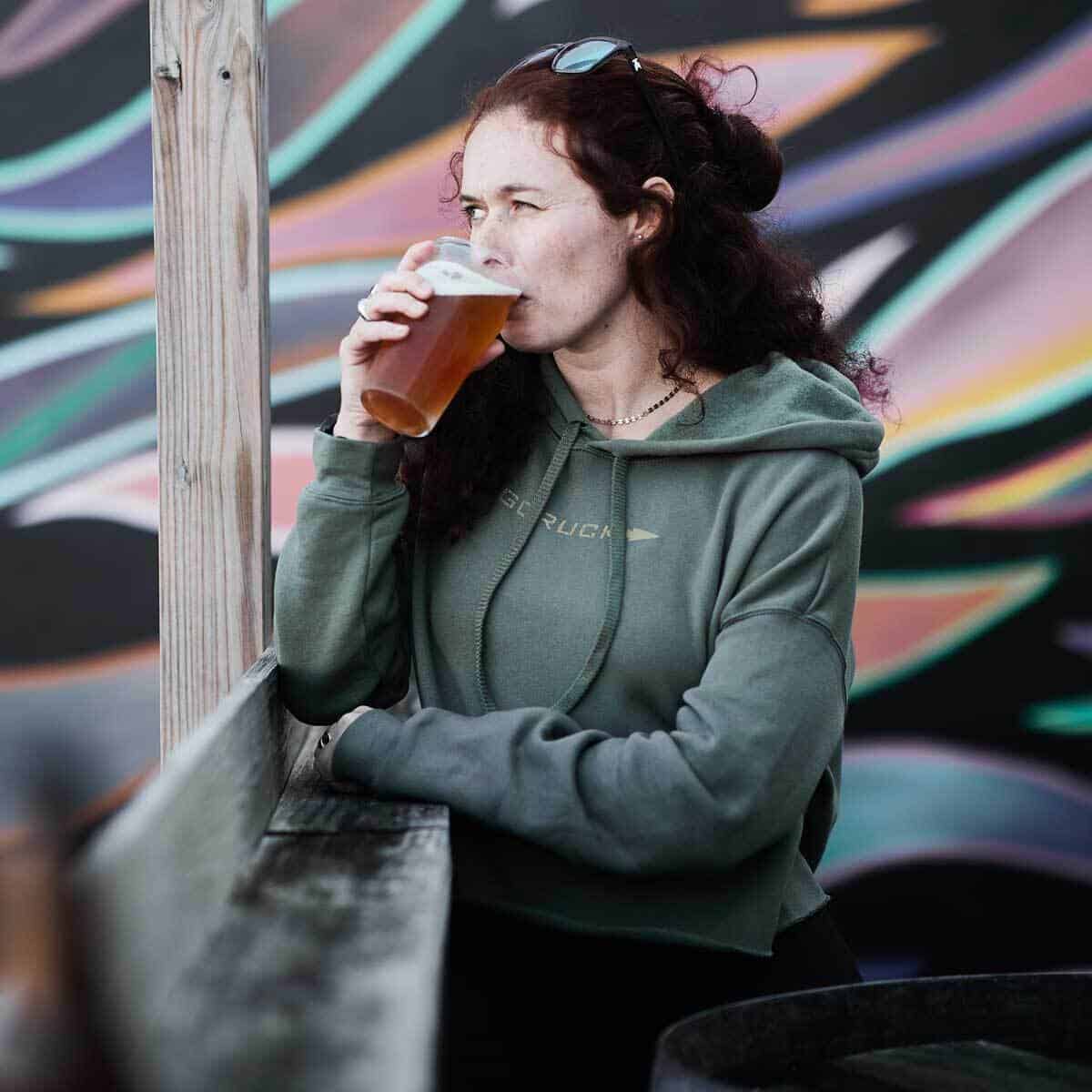 GORUCK Cropped Hoodie (Women’s) worn drinking