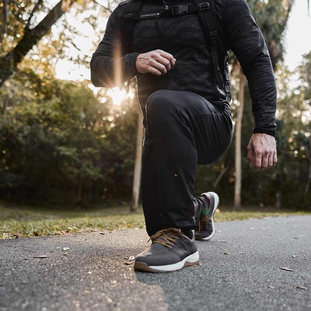 GORUCK Indestructible Performance Joggers worn by an athlete