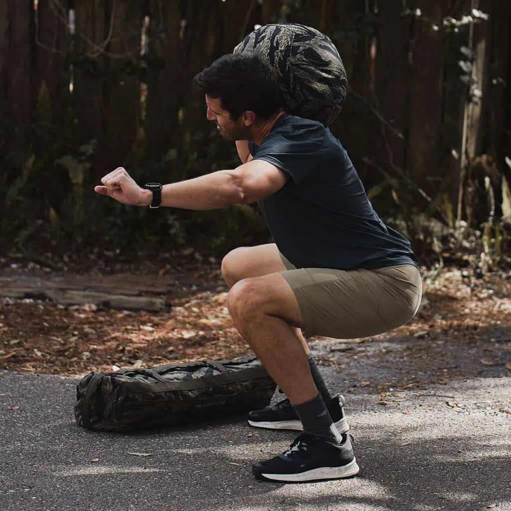 GORUCK Merino Challenge Socks charcoal worn by an athlete 2