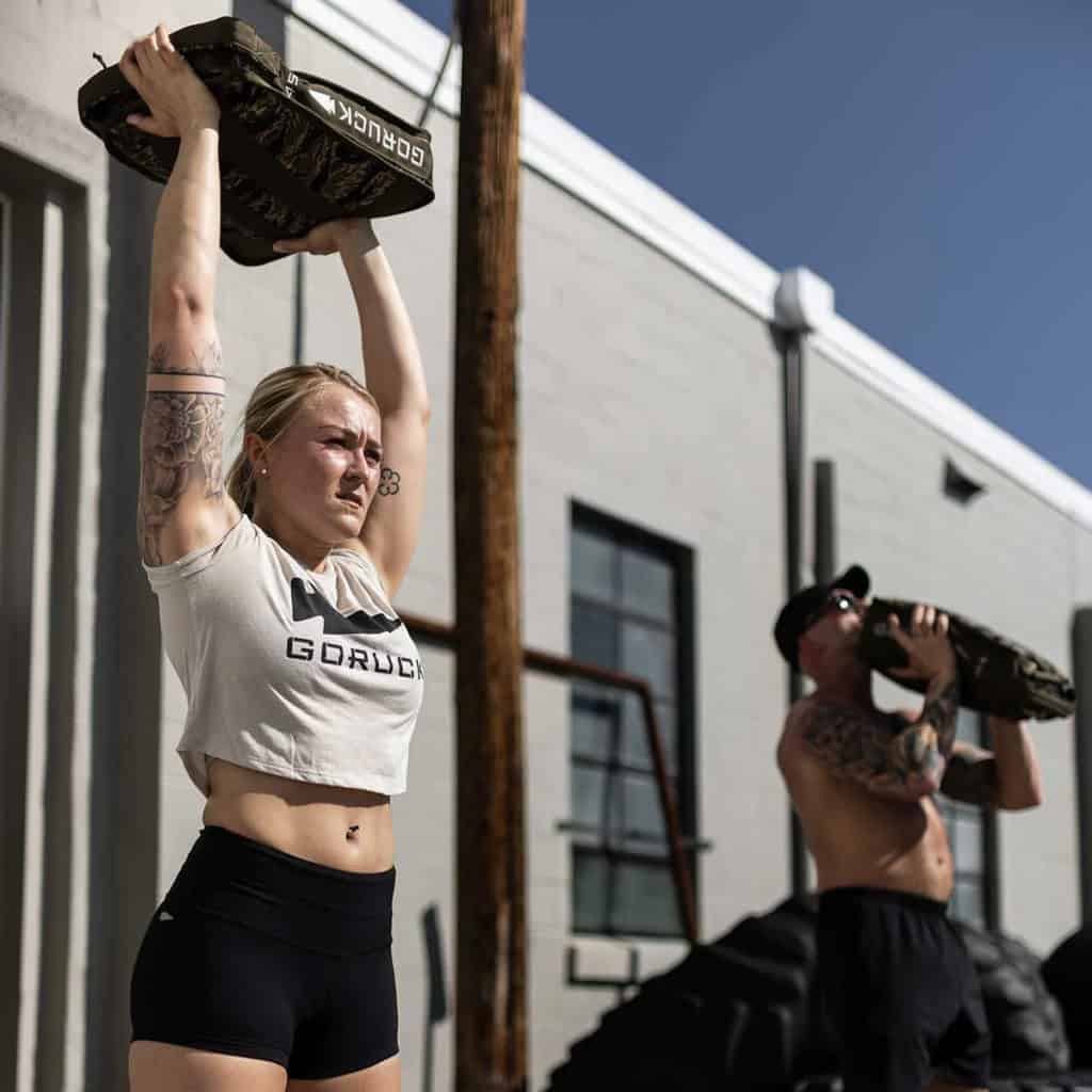 GORUCK Sand Jerry Can 45lb with athletes