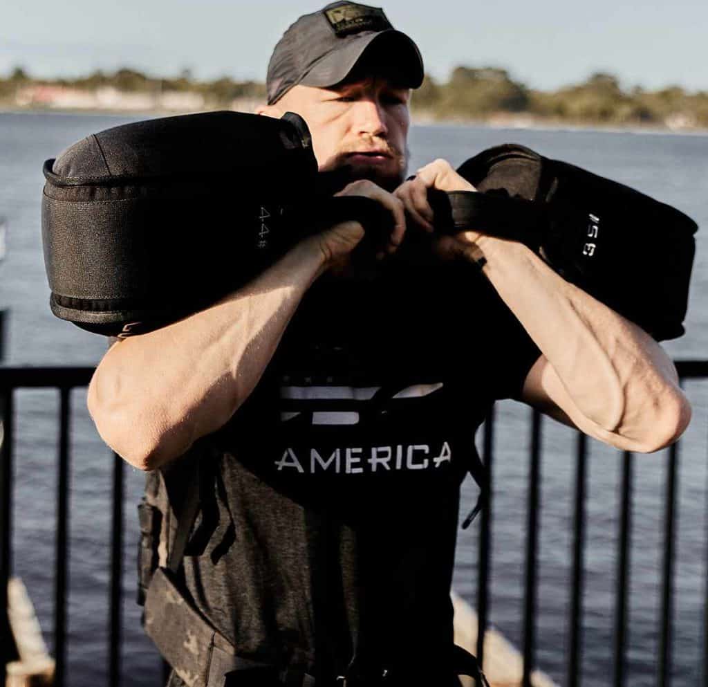 GORUCK Sand Kettlebells 44lbs with an athlete