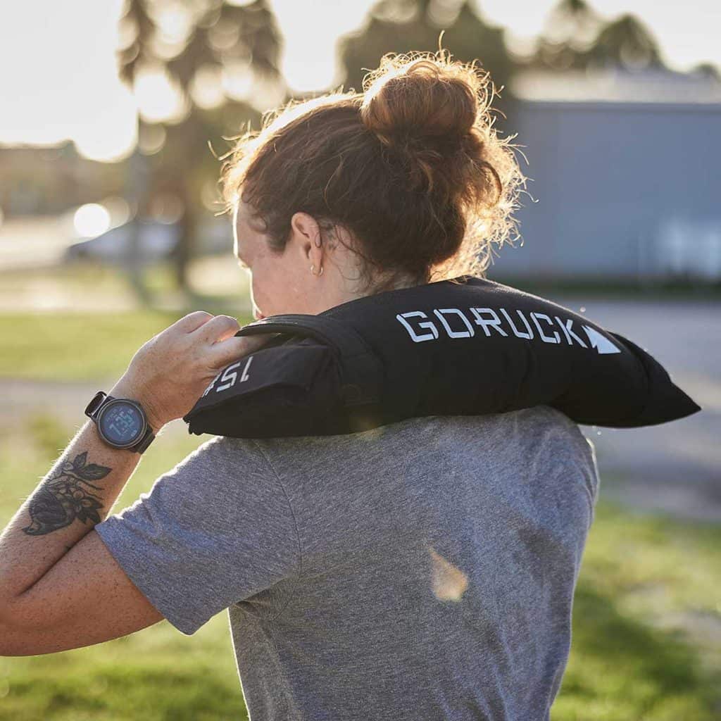 GORUCK Simple Training Sandbags 15 used by an athlete