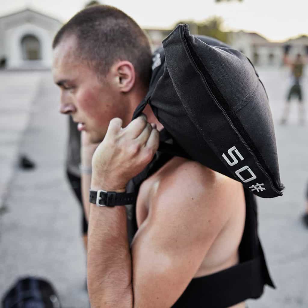 GORUCK Simple Training Sandbags 50 used by an athlete