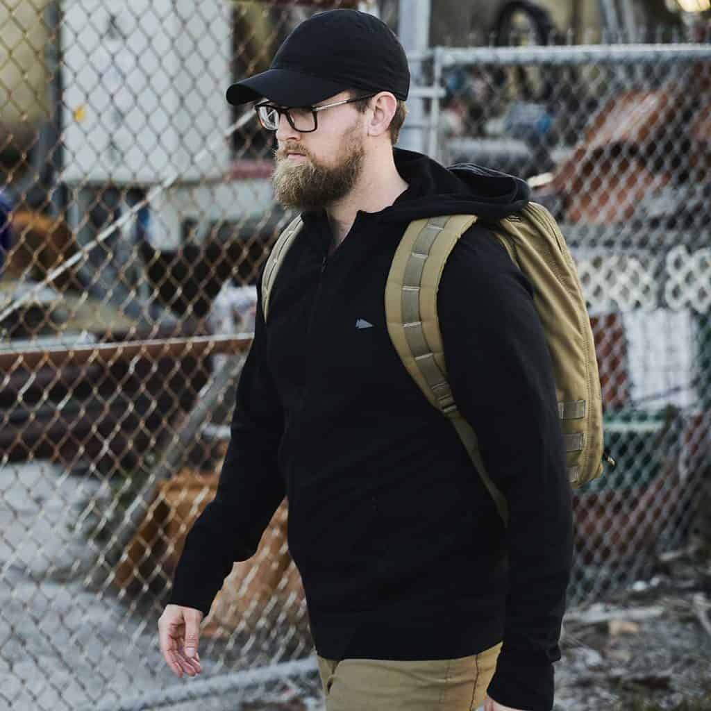 GORUCK The Field Full Zip black worn by an athlete