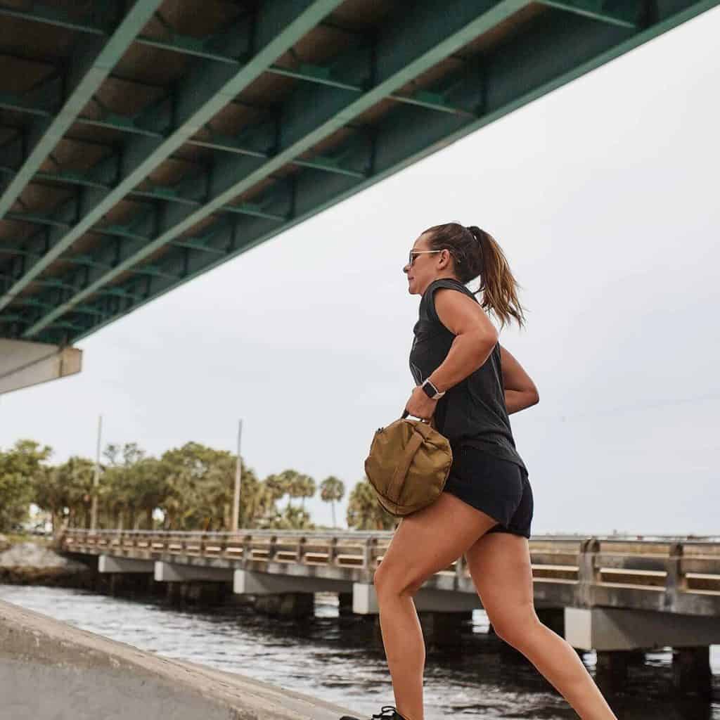 GORUCK Women’s American Training Shorts worn during a rucking exercise