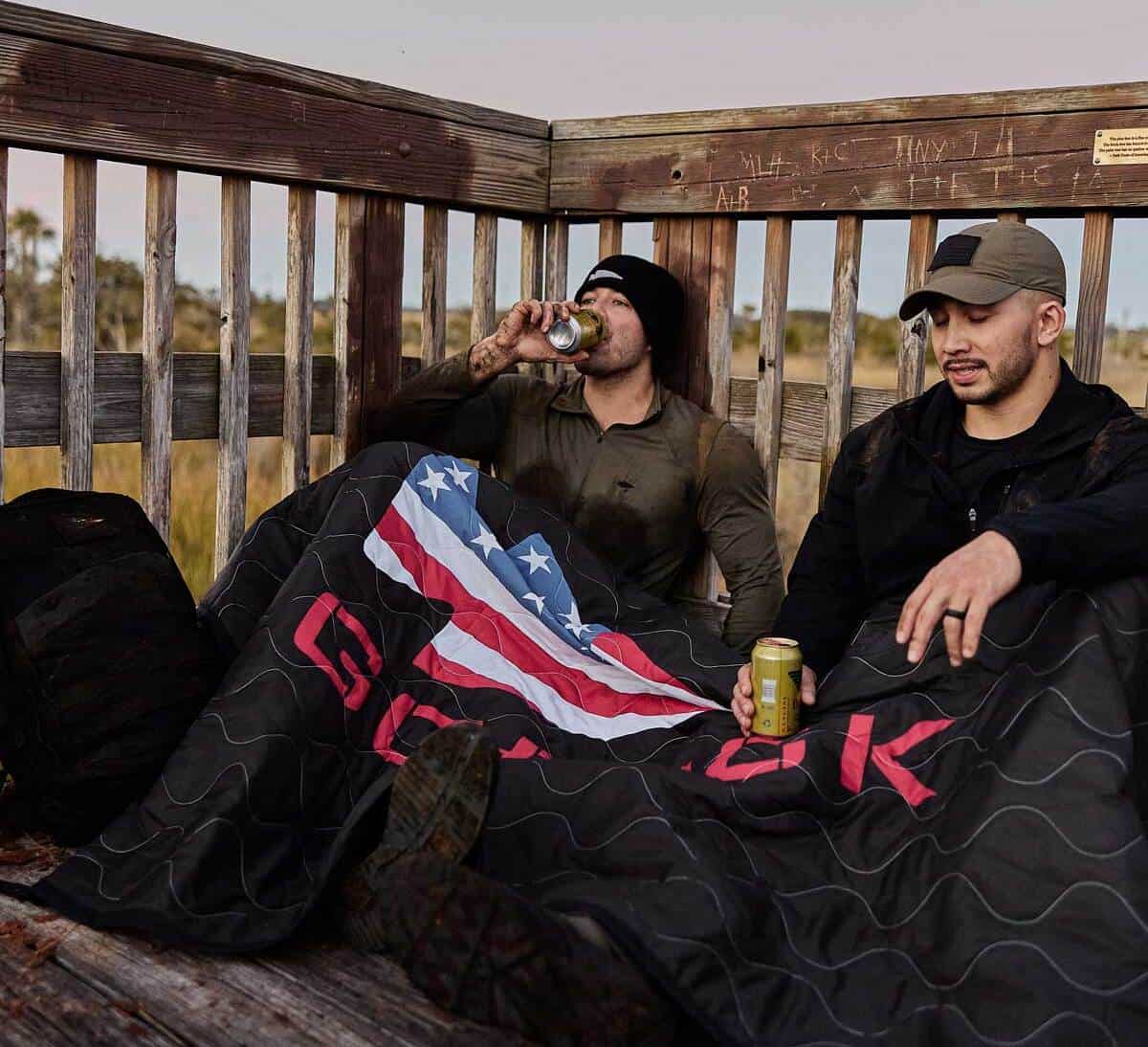 GORUCK Woobie (Tactical Blanket) drinking with friends