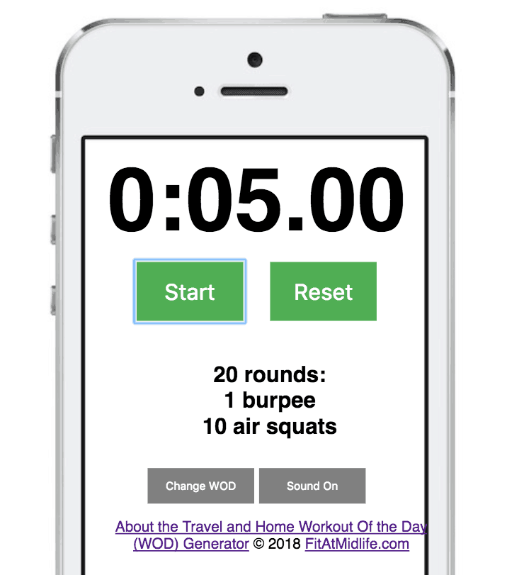 The FitAtMidlife Home and Travel WOD Generator works great on iOS - phone or tablet - as well as Android
