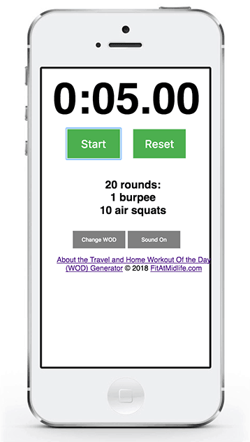 The FitAtMidlife Home and Travel WOD Generator works great on iOS - phone or tablet - as well as Android