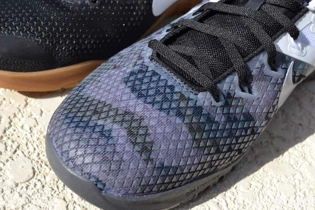 Closeup of the 3D print on the Nike Metcon 4 XD shoe - it's a more complete covering, compared to the Nike Metcon 4