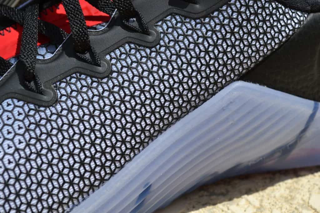 Close-up of the rope wrap on the Nike Metcon 5 - notice the directional pattern for better grip.