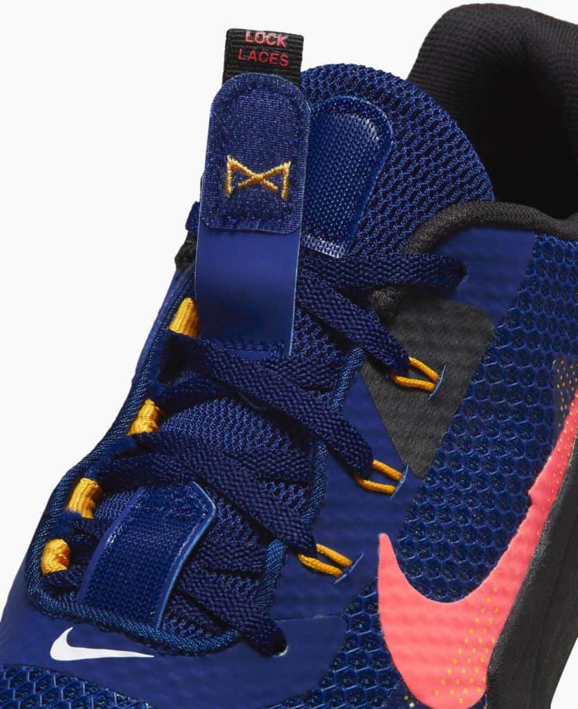 Nike Metcon 7 Deep Royal Blue Black White Magic Ember laces