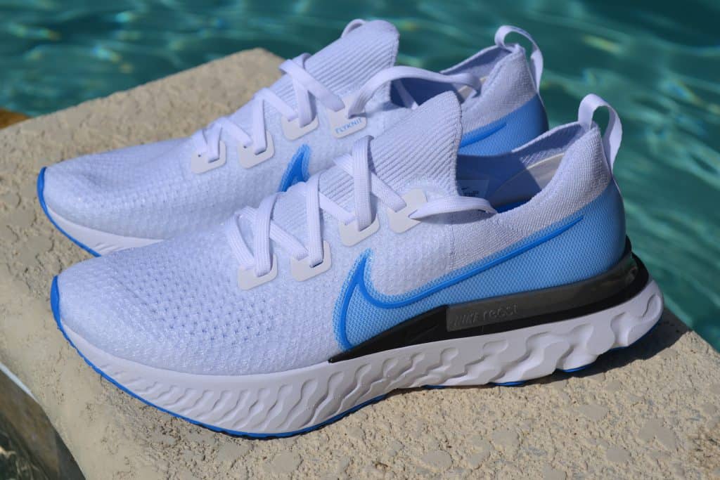 nike react infinity white and blue