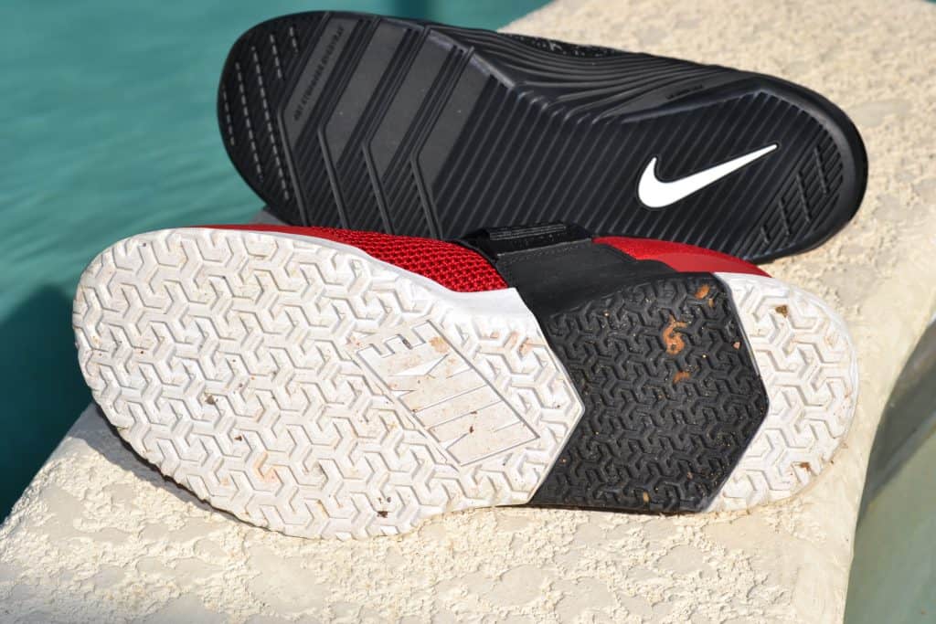 Nike Metcon Sport has the most aggressive outsole tread pattern.