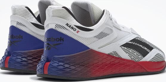 Reebok Nano X Mens Ftwr White Core Black Vector Red back view quarter view