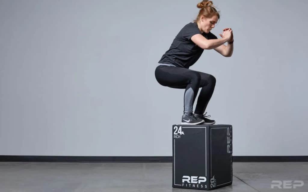 Rep Fitness 3-in-1 Soft Plyo Boxes with an athlete