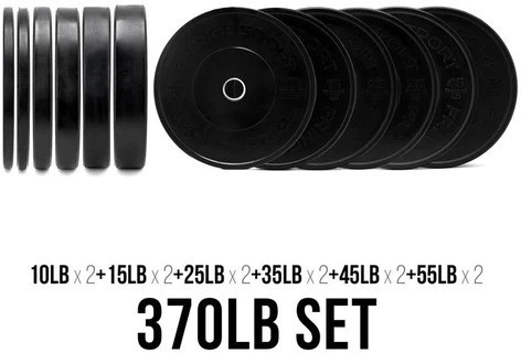 Rep Fitness Black Bumper Plate Sets 370lb set