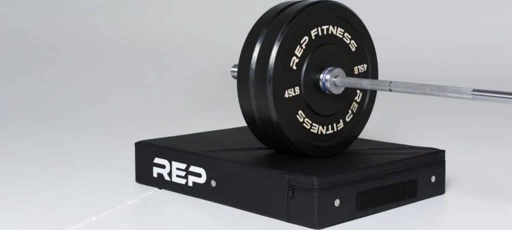 Rep Fitness Drop Pad under a barbell