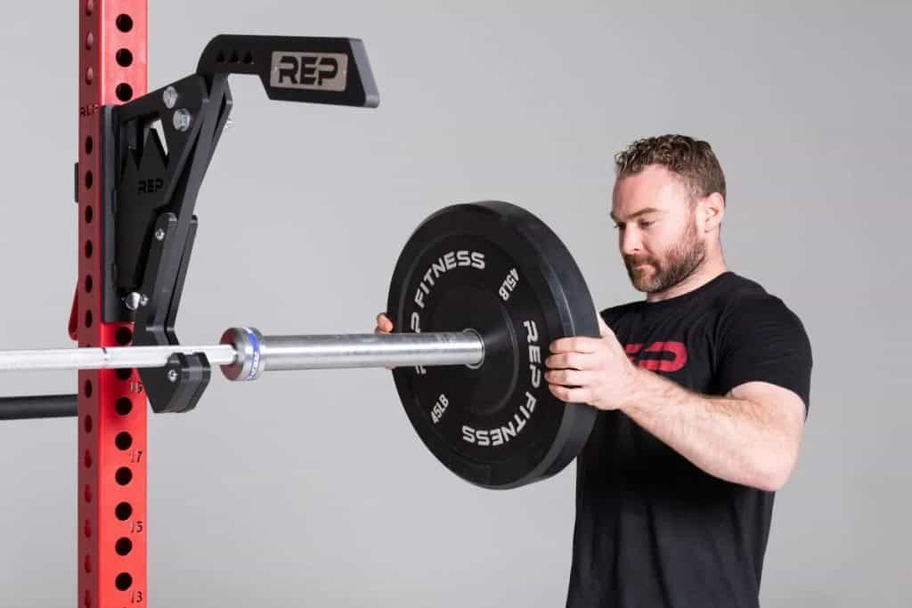 Rep Fitness Monolift Attachment holding the barbell