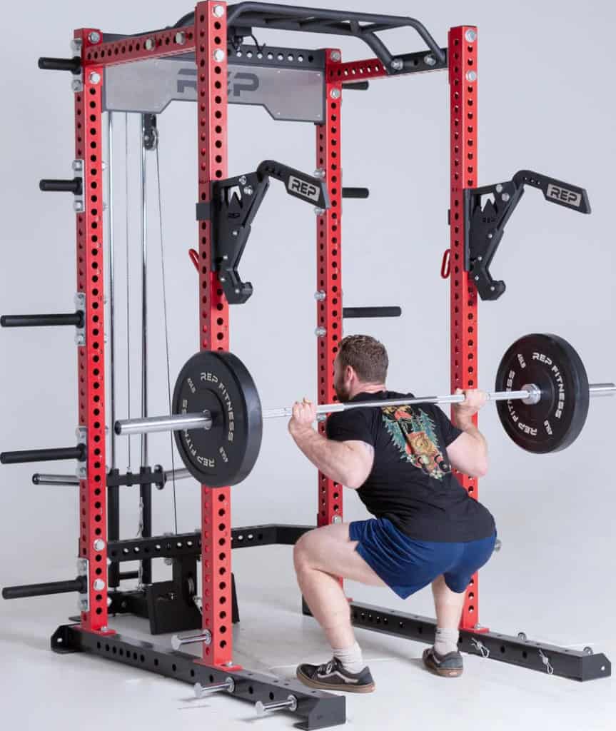 Rep Fitness Omni Rack Builders with an athlete