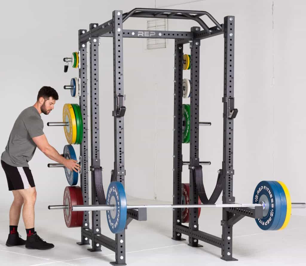 Rep Fitness PR-4000 Power Rack with an athlete