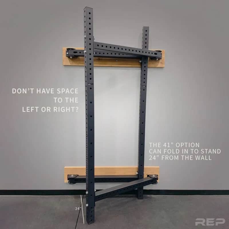 Rep Fitness PR-4100 Folding Squat Rack 24 inches from the wall