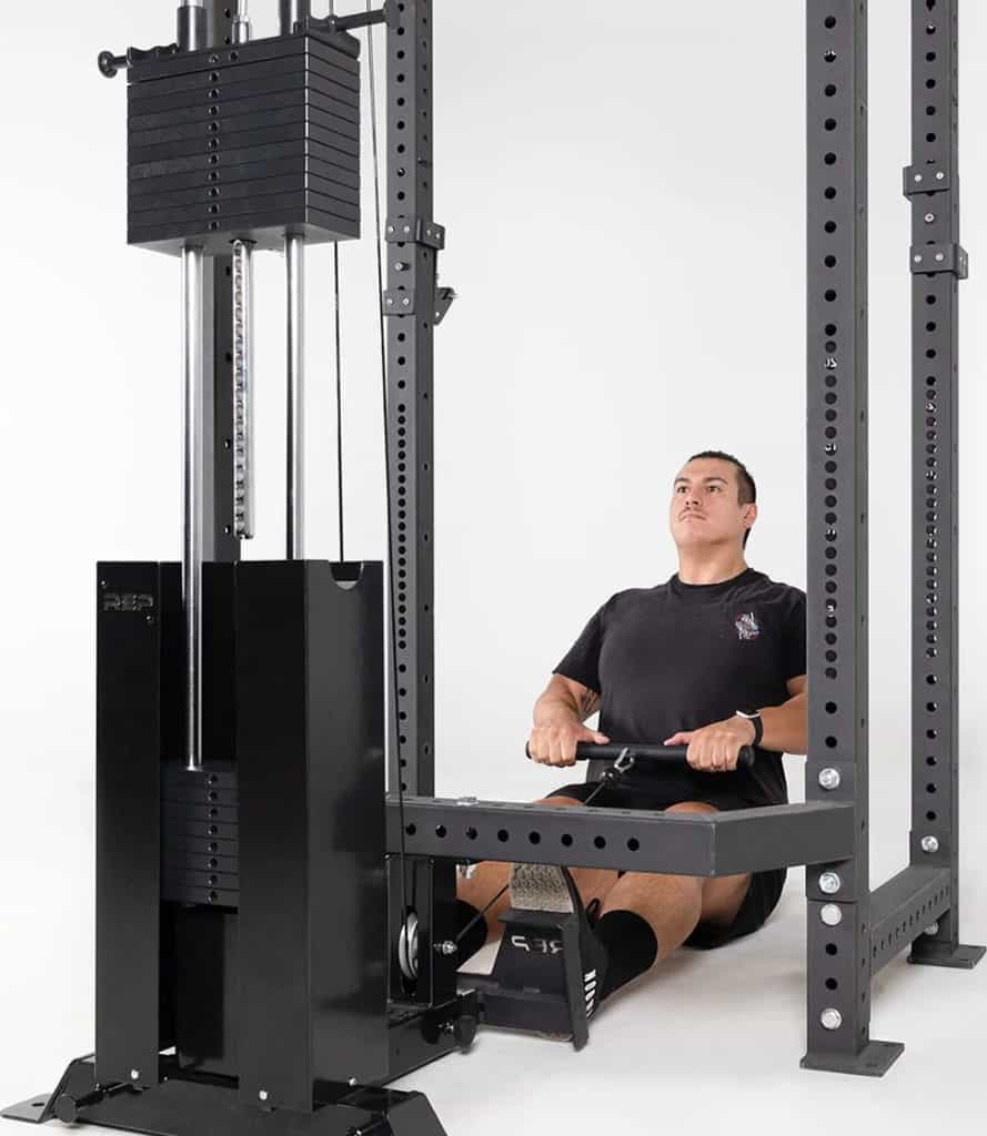 Rep Fitness Selectorized Lat Pulldown and Low Row with an athlete 2