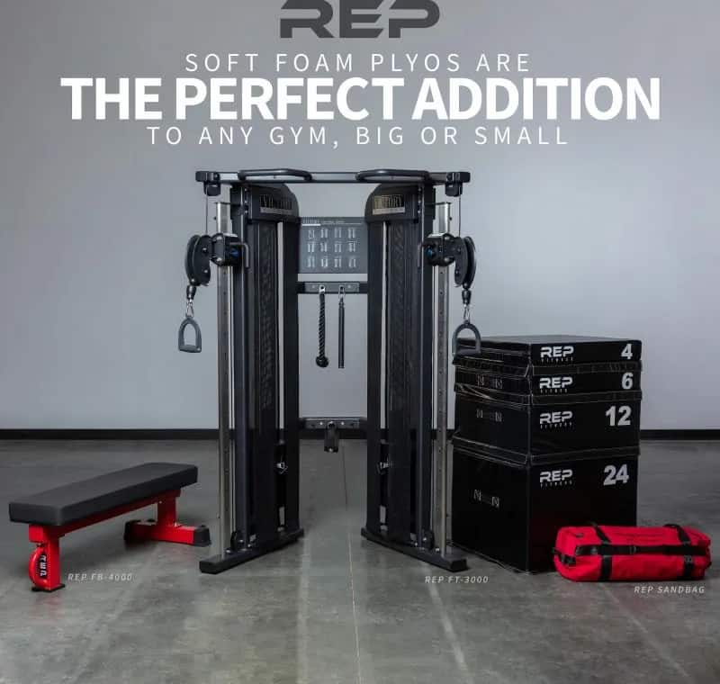 Rep Fitness Soft Foam Plyo Box with other equipment