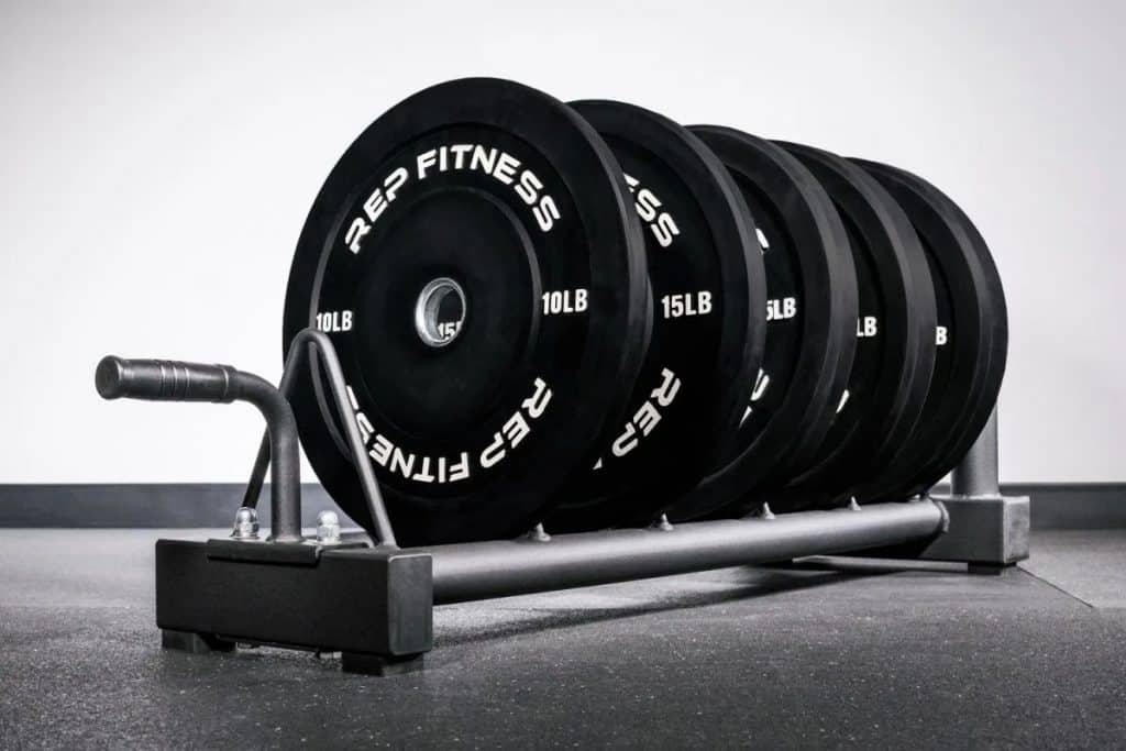 Rep Fitness V2 Horizontal Plate Rack full view with plates