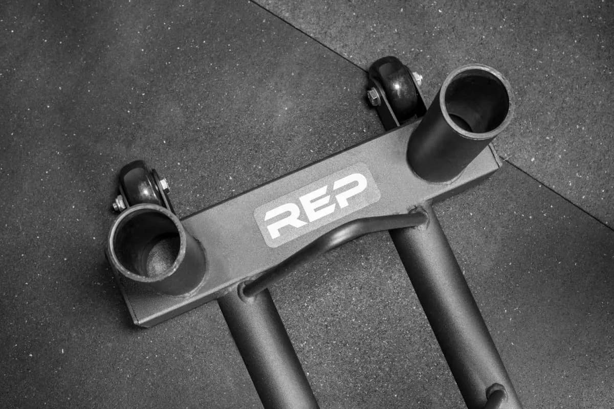 Rep Fitness V2 Horizontal Plate Rack wheels