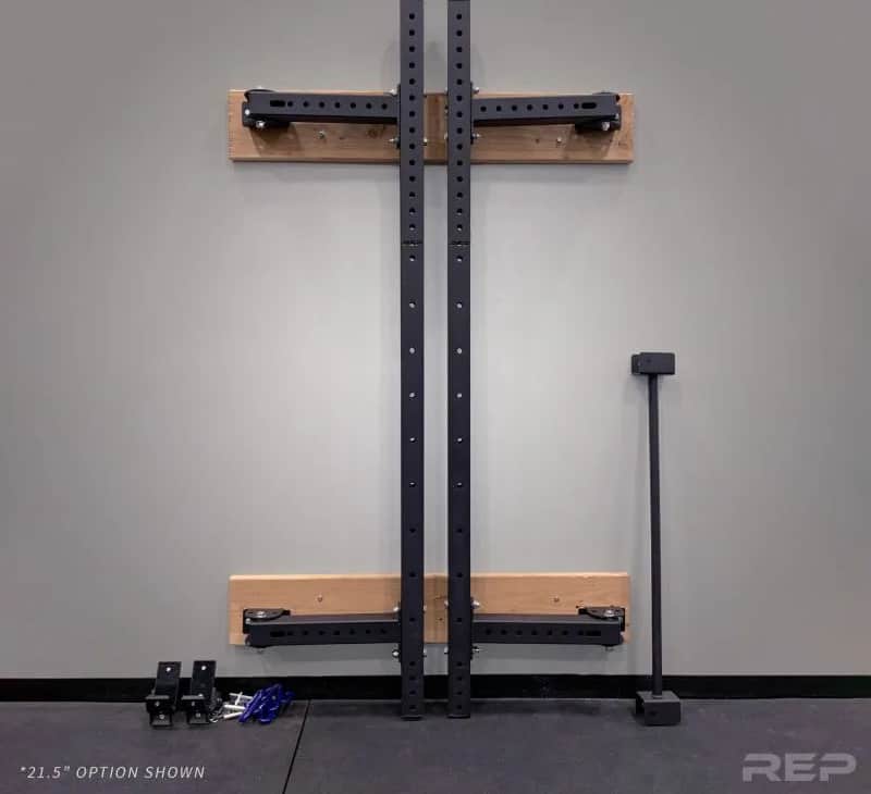 Rep PR-4100 Folding Wall Mount Squat & Power Rack flat on the wall