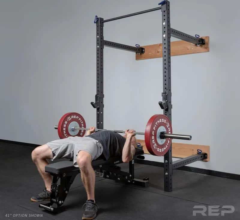 Rep PR-4100 Folding Wall Mount Squat & Power Rack with a lifter