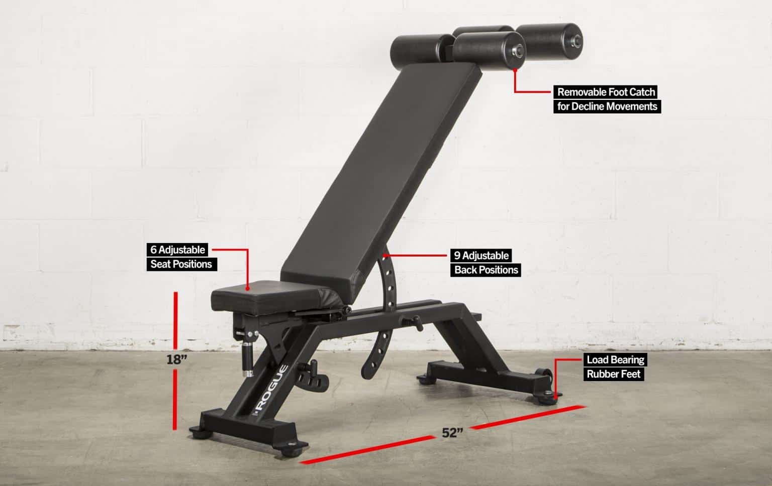 The Rogue AB-3 Adjustable Bench introduces a new decline setting to go along with the 50+ seat and back-rest position combinations from the popular AB-2. Ideally suited for dynamic training or for gyms serving multiple athletes, this compact, 11-gauge steel weight bench offers a rare combination of sturdiness and maneuverability, with boundless customization options.
