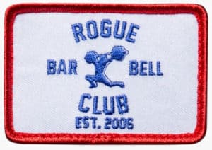 Rogue Barbell Club Patch white red