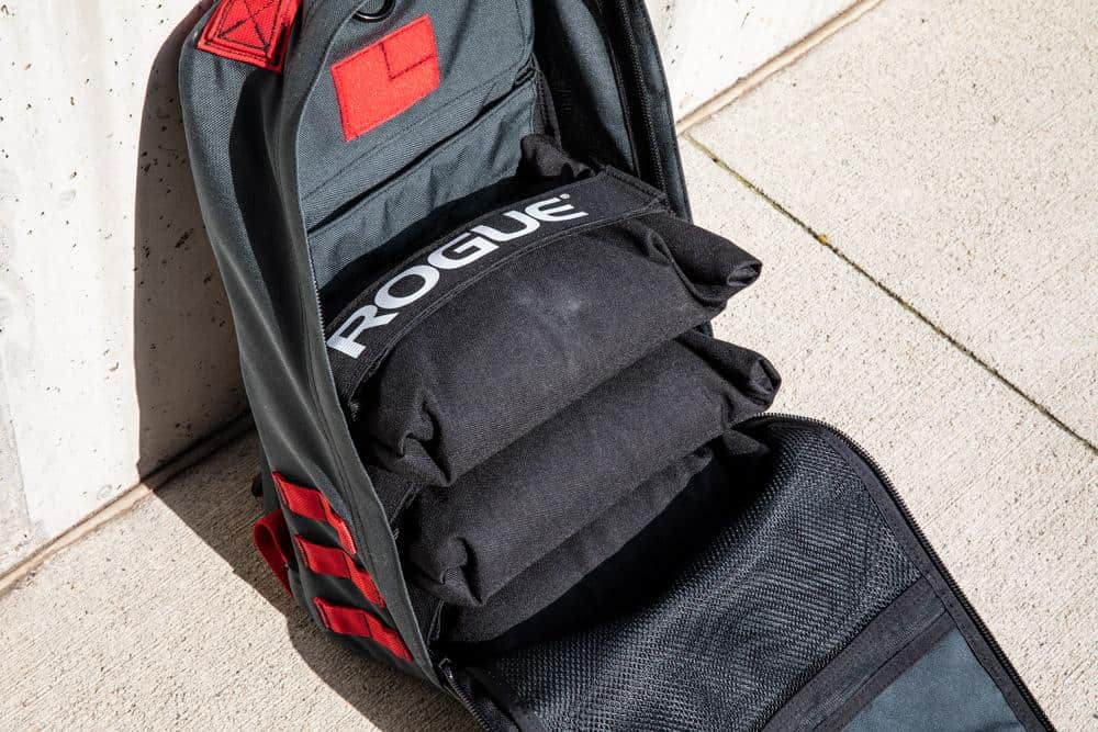 Rogue Brick Bag inside a GORUCK Rucker 3 fitness backpack