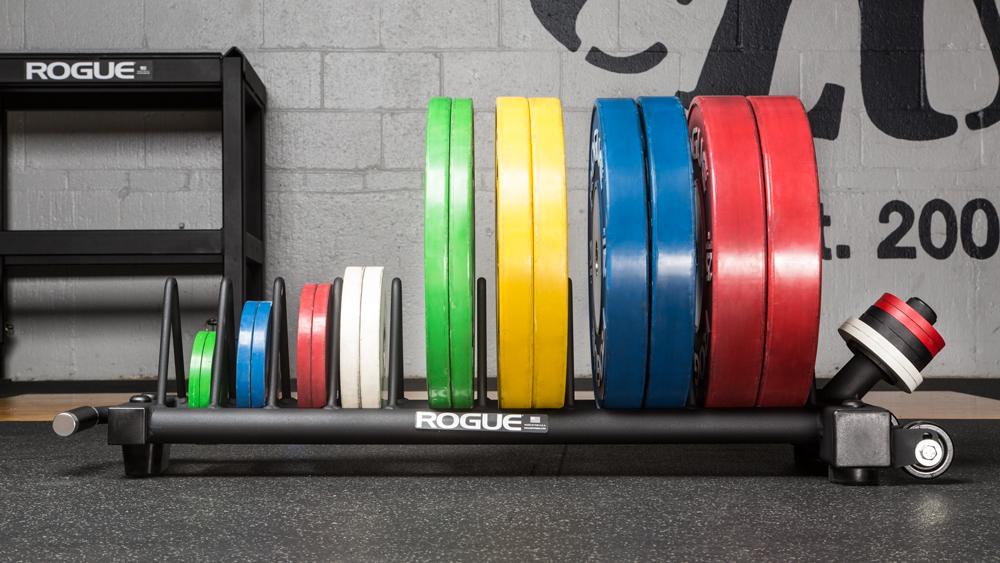 Rogue Competition Bumper Plate Cart full view with plates