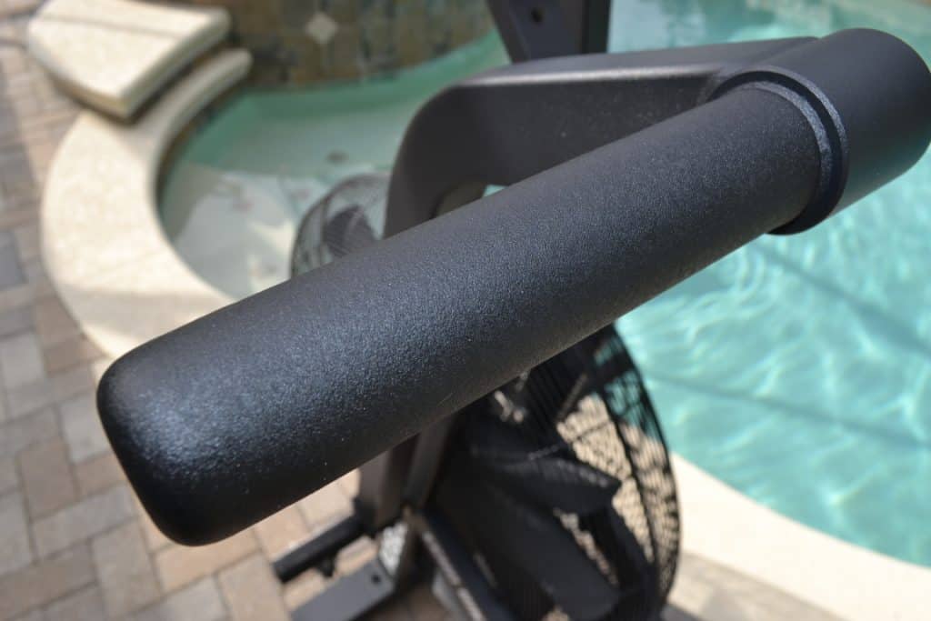 The Rogue Echo Bike has tough, textured rubber handgrips.  These will not wear out easily.