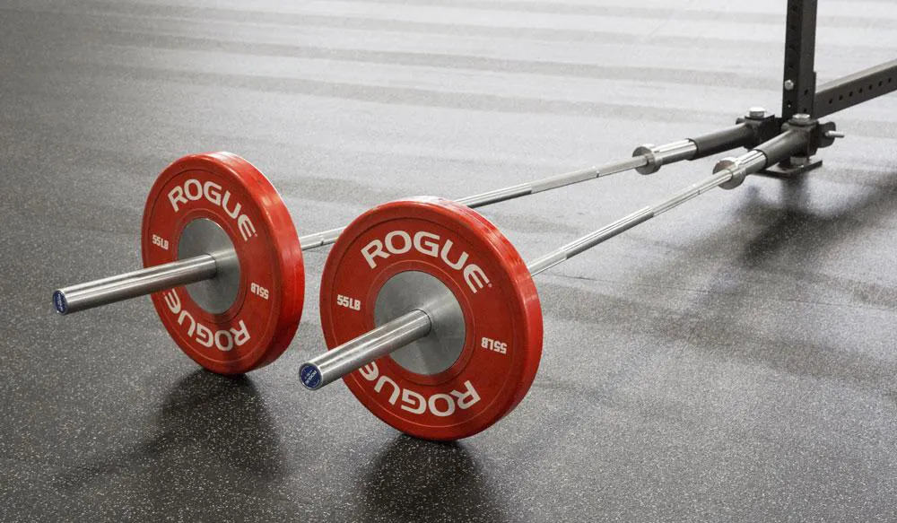 Rogue Fitnes Landmines on a barbell
