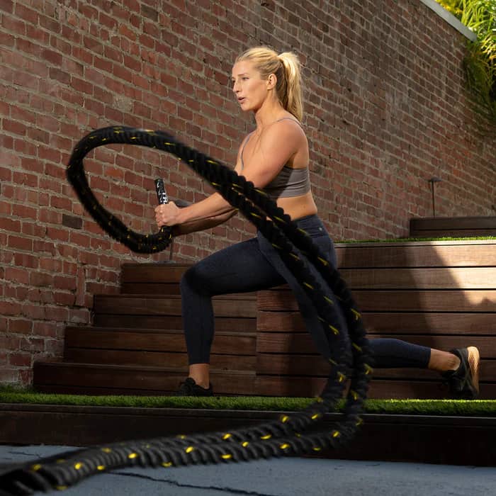 Rogue Fitness TRX Battle Rope with an athlete